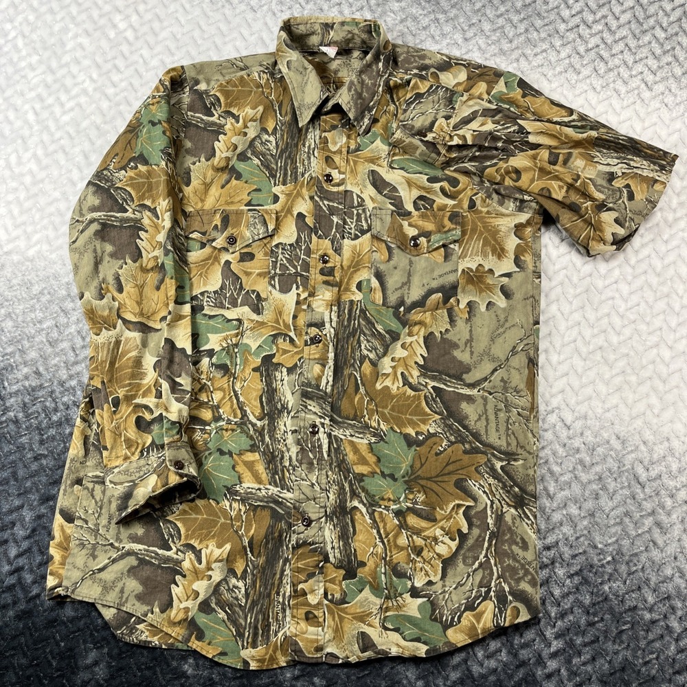 VTG USA Made RealTree Advantage Camo Shirt Men L Long Sleeve Button Up Hunting